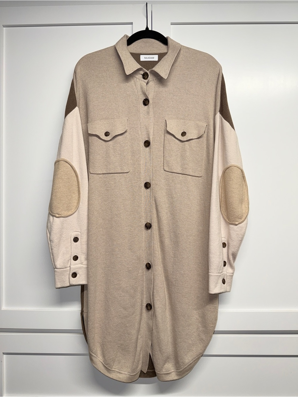 NAADAM Beige Knit Button-Front Collared Dress Cardigan